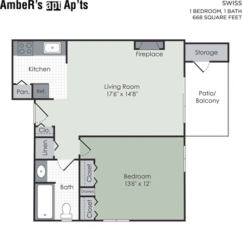 1 bedroom floor plan layout
